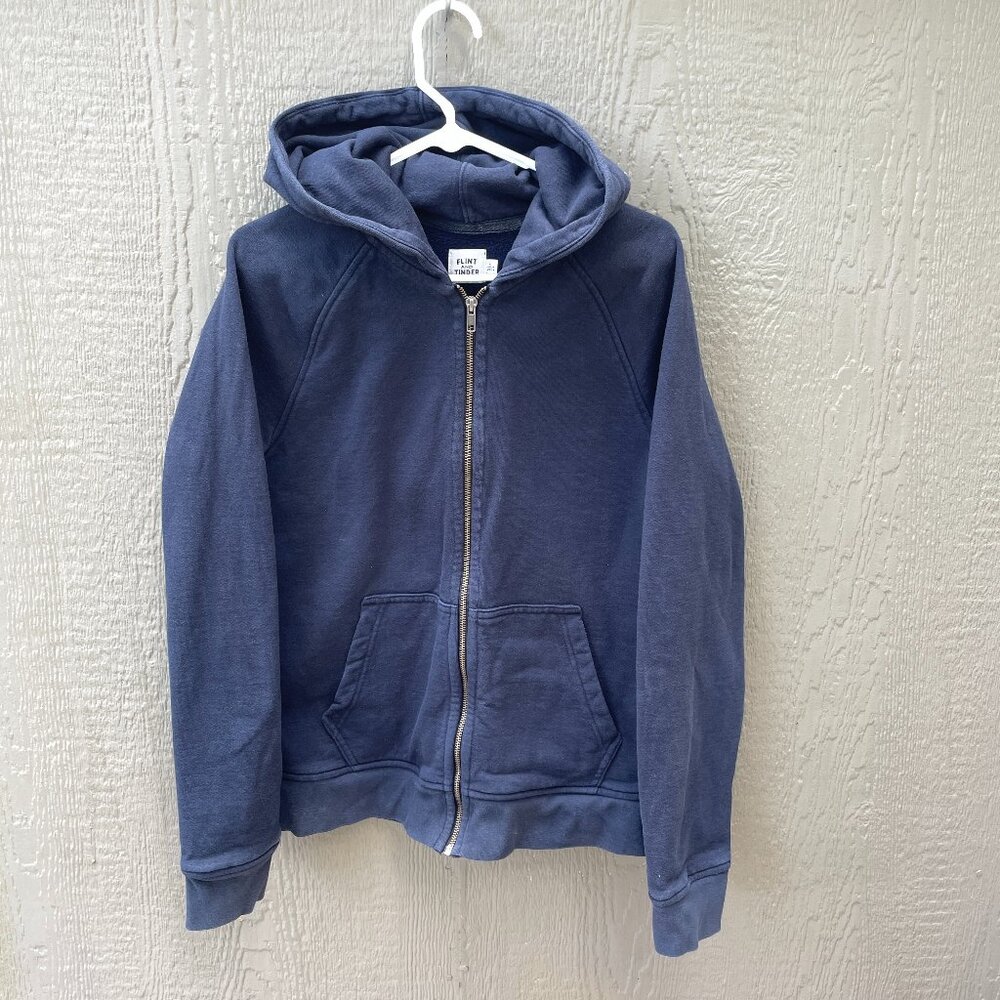 Flint and Tinder Men's Size L Navy 10-Year Hoodie  Full Zip Heavy Fleece